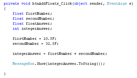 جمع کردن با متغیرهای شناور در سی شارپ